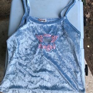 90s  o-mighty Babyblue Velvet tank top